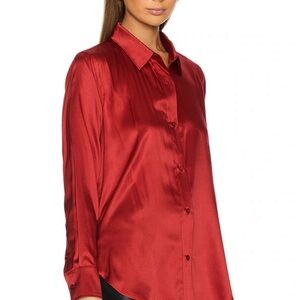 Generation Love Revolve Sleek Red Satin Button-Up Shirt